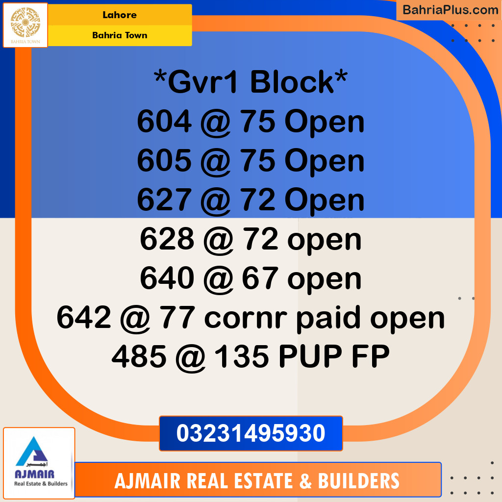 Residential Plot for Sale in Bahria Town, Lahore - (BP-197875)