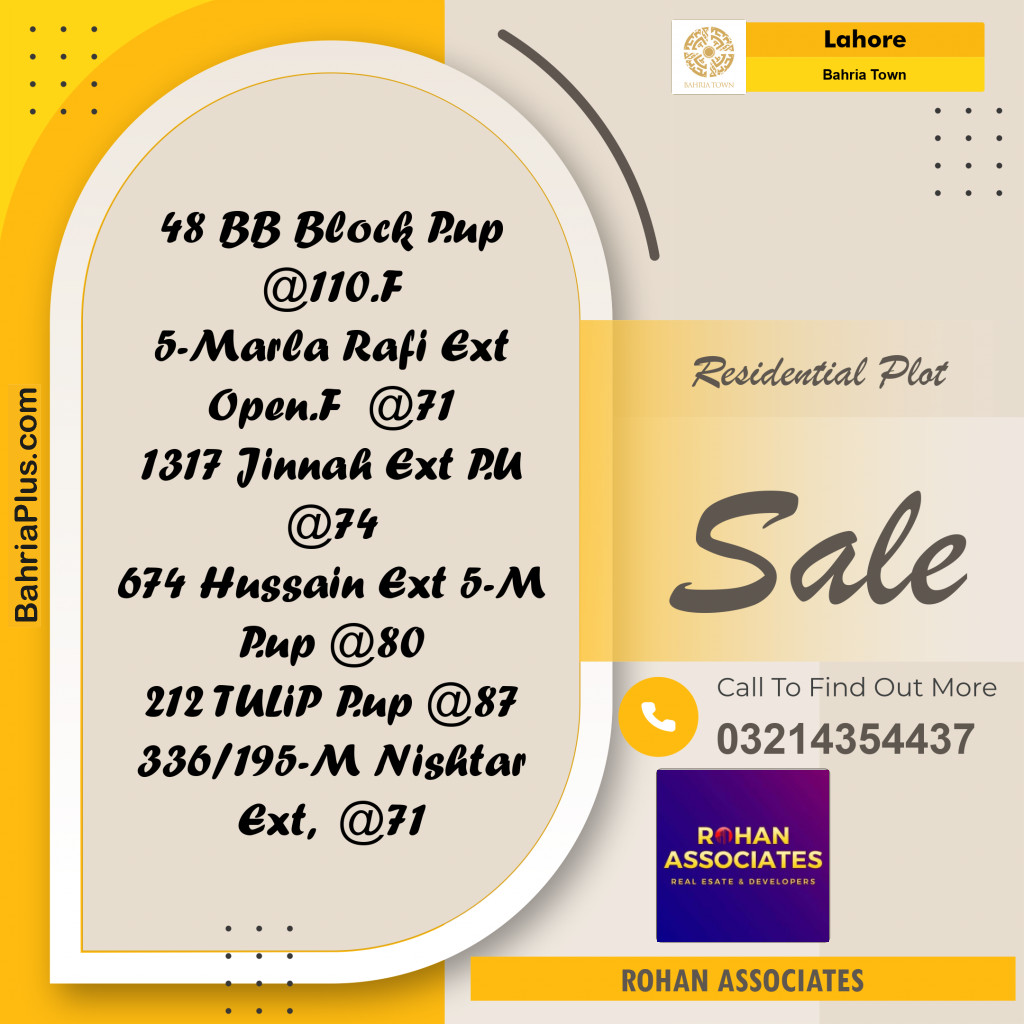 Residential Plot for Sale in Bahria Town, Lahore - (BP-197884)