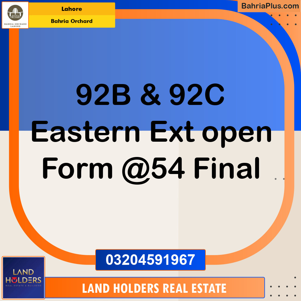 Residential Plot for Sale in Bahria Orchard, Lahore - (BP-197903)