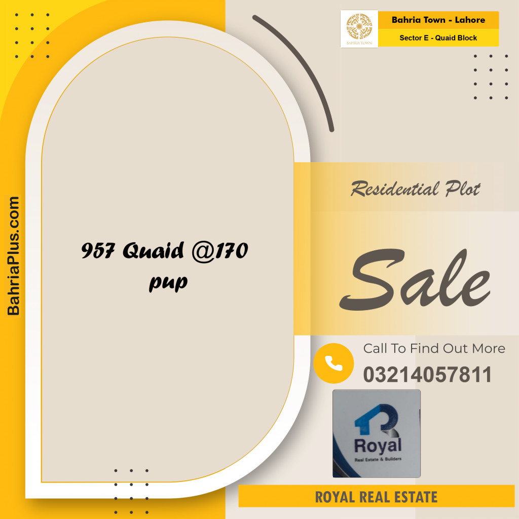 Residential Plot for Sale in Sector E - Quaid Block - Bahria Town, Lahore - (BP-197905)