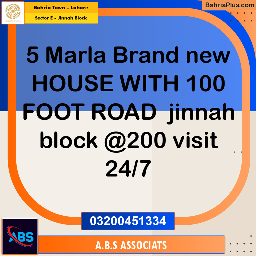 Residential House for Sale in Sector E - Jinnah Block - Bahria Town, Lahore - (BP-197908)