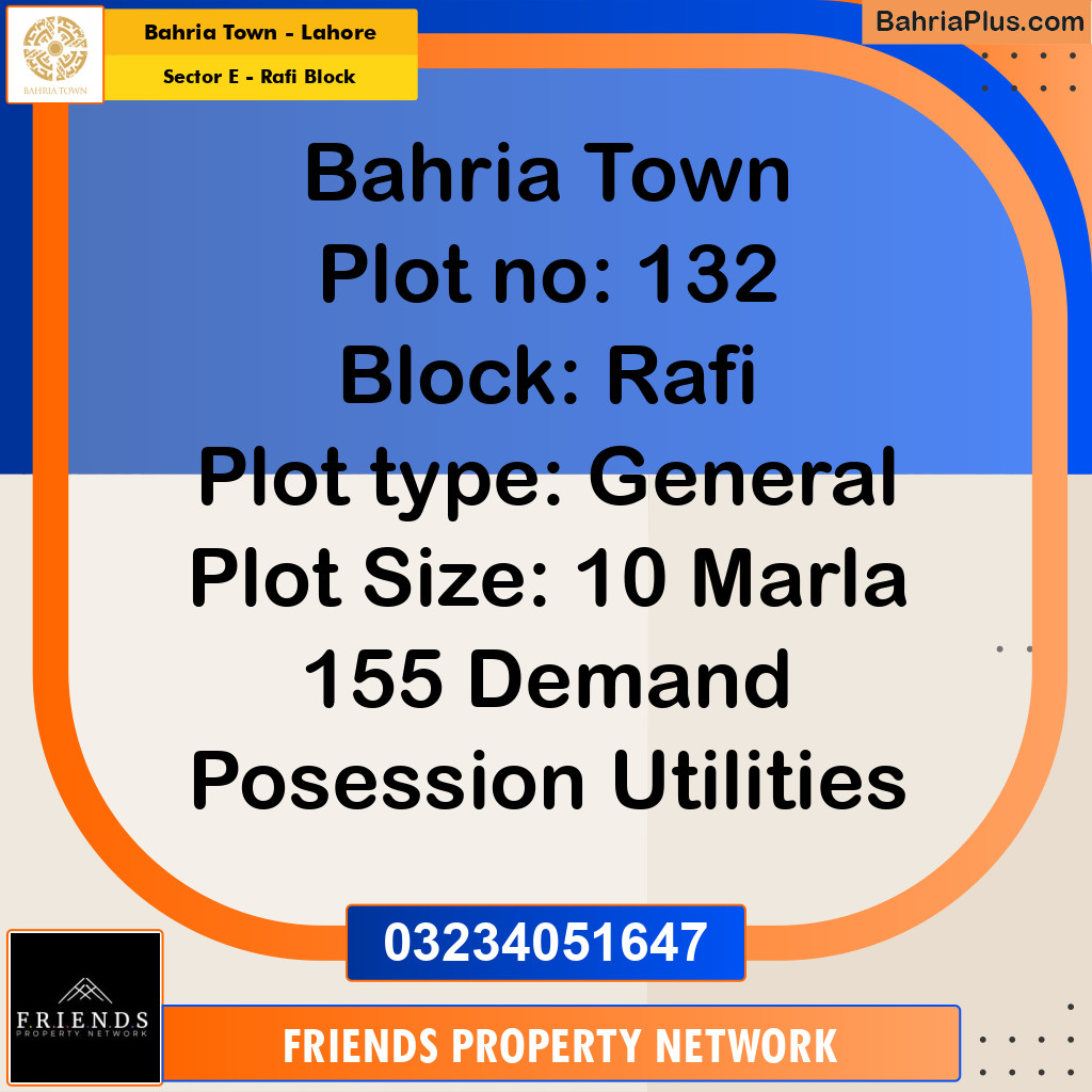 10 Marla Residential Plot for Sale in Sector E - Rafi Block -  Bahria Town, Lahore - (BP-197937)