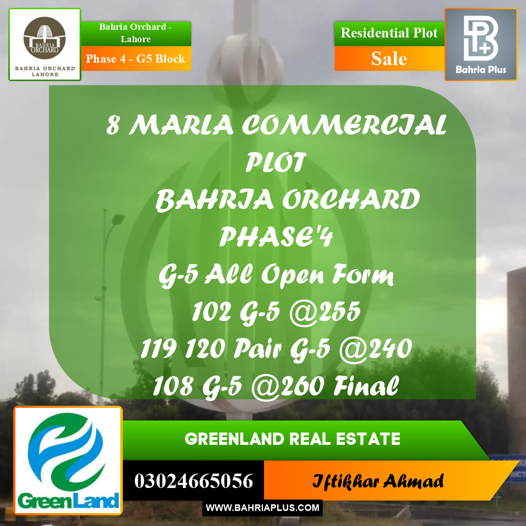 Residential Plot for Sale in Phase 4 - G5 Block -  Bahria Orchard, Lahore - (BP-197953)