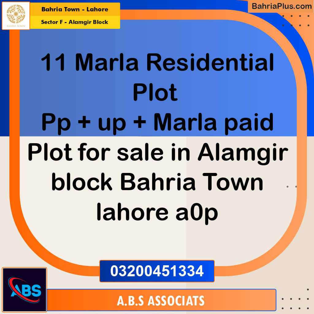 Residential Plot for Sale in Sector F - Alamgir Block -  Bahria Town, Lahore - (BP-198012)
