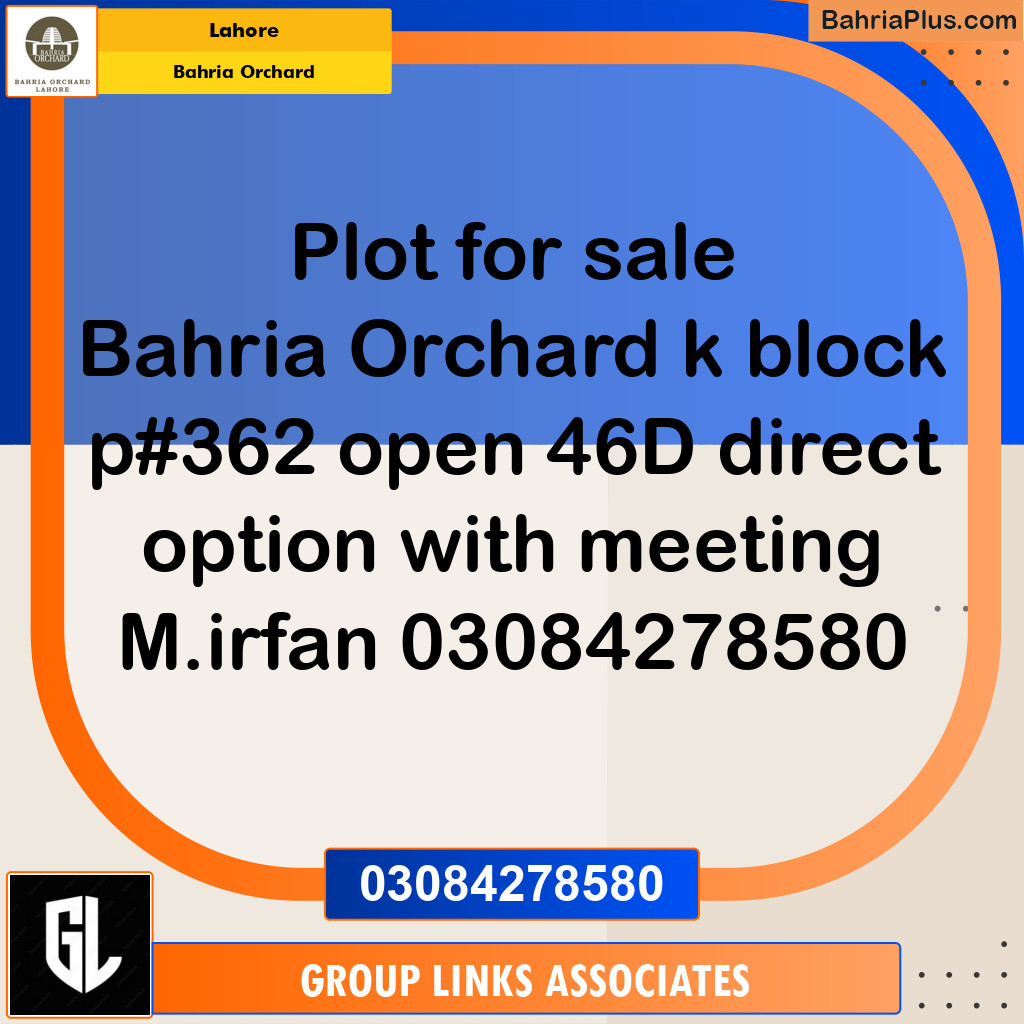 Residential Plot for Sale in Bahria Orchard, Lahore - (BP-198016)