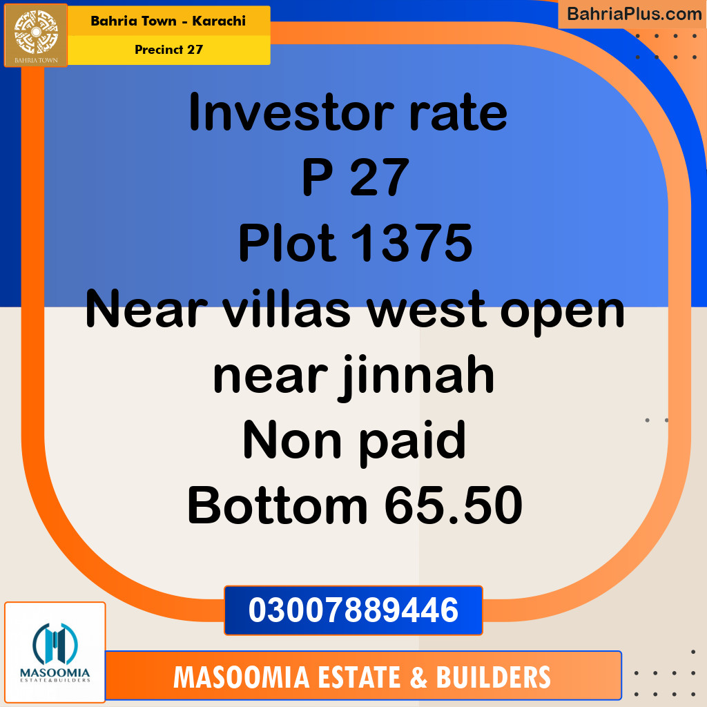 125 Sq. Yards Residential Plot for Sale in Precinct 27 -  Bahria Town, Karachi - (BP-198038)