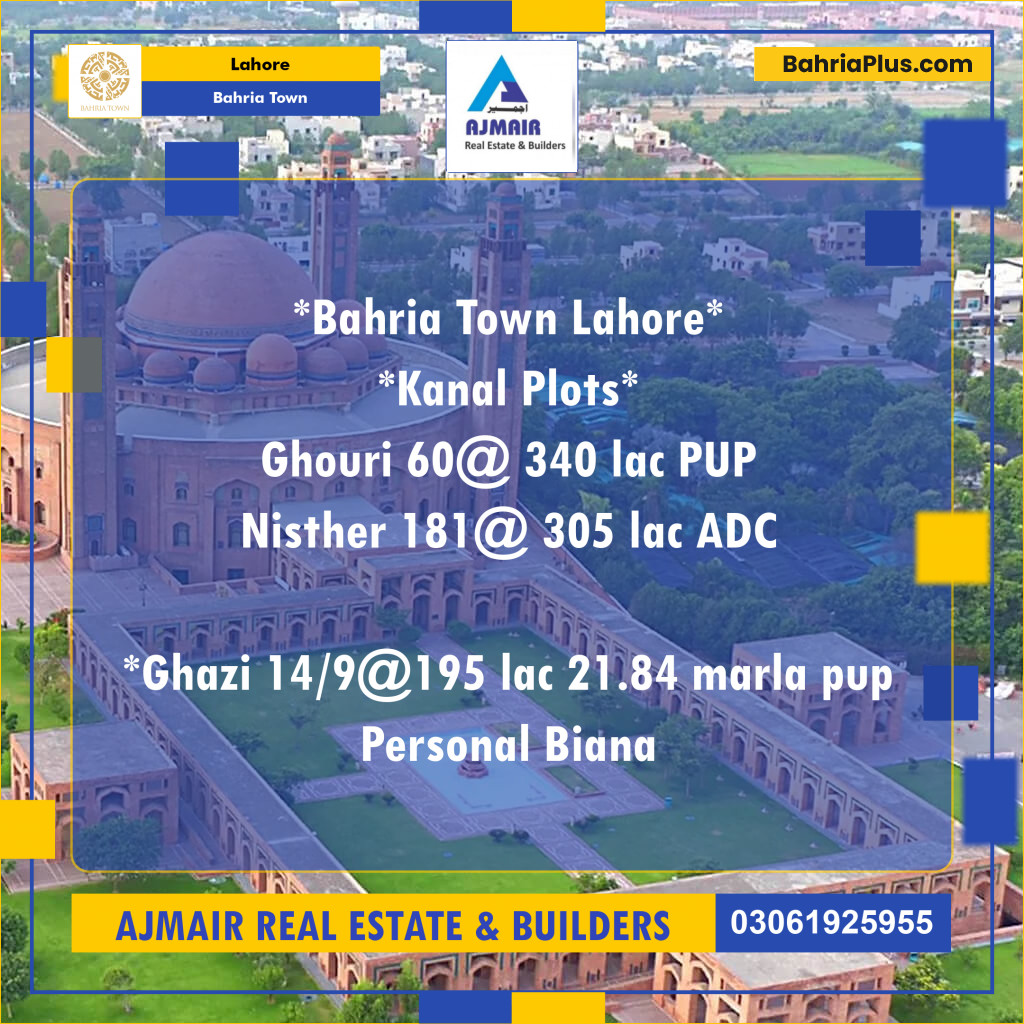 Residential Plot for Sale in Bahria Town, Lahore - (BP-198075)