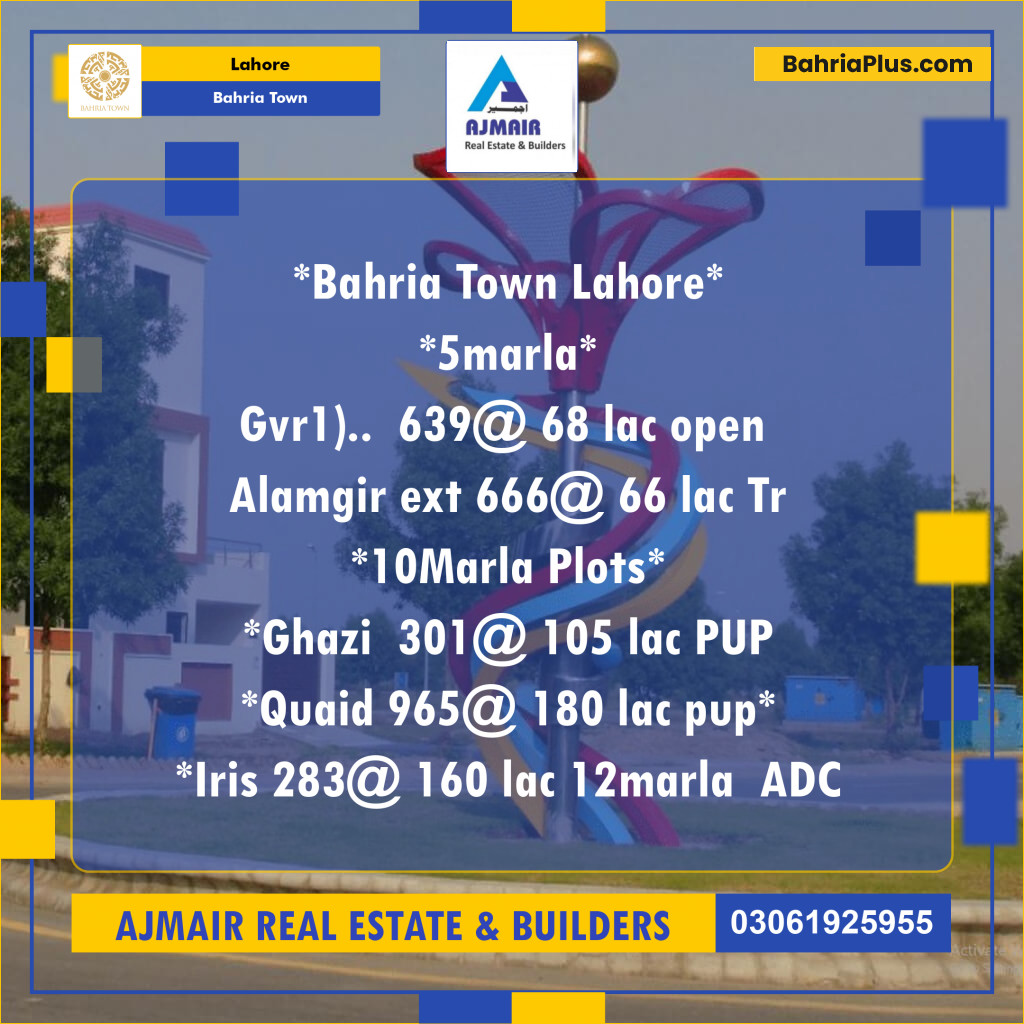 Residential Plot for Sale in Bahria Town, Lahore - (BP-198081)