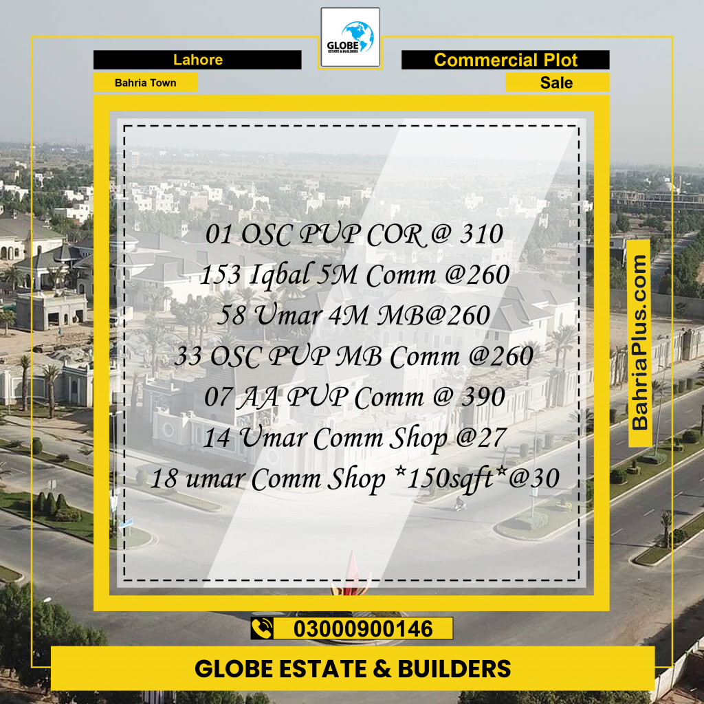 Commercial Plot for Sale in Bahria Town, Lahore - (BP-198088)