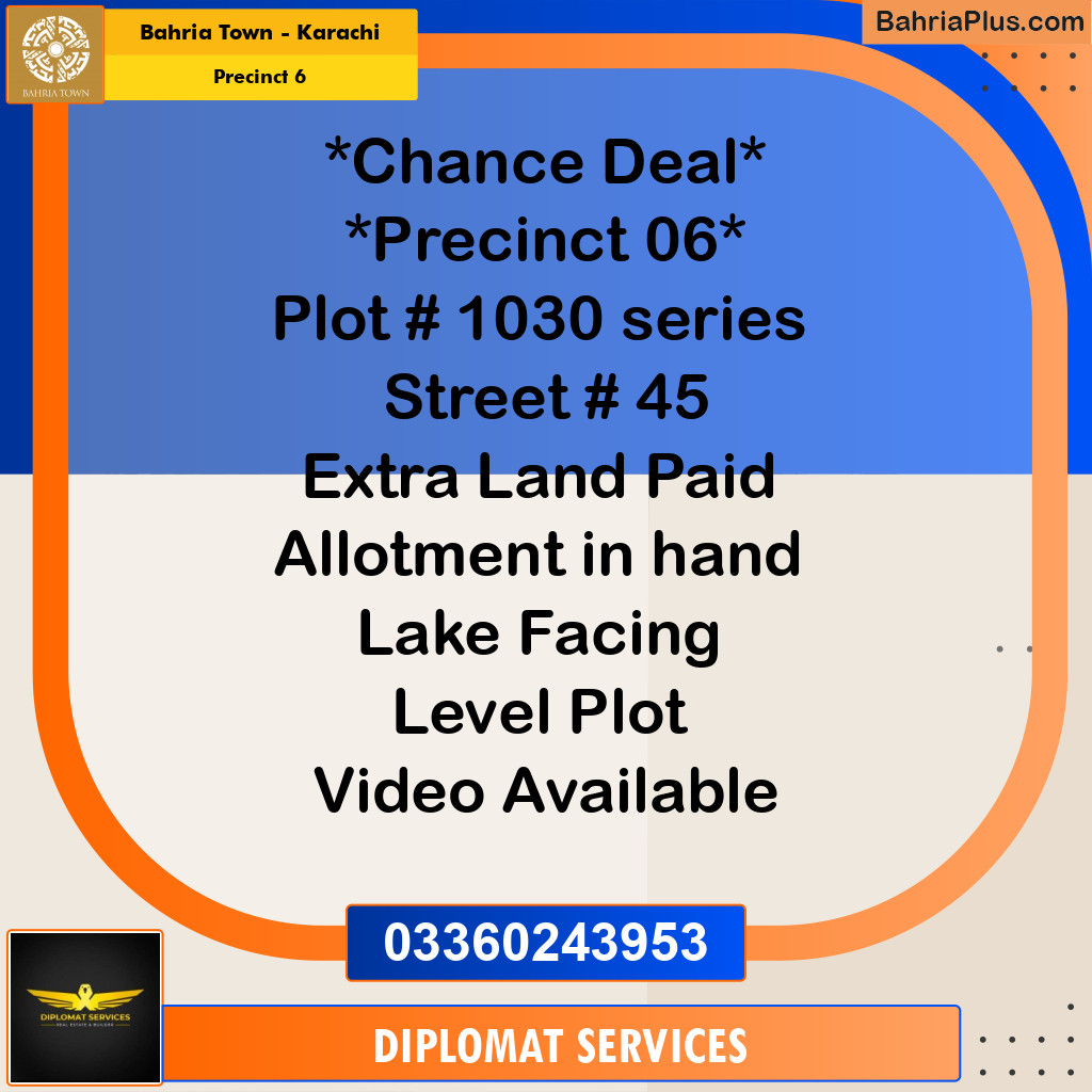 250 Sq. Yards Residential Plot for Sale in Precinct 6 -  Bahria Town, Karachi - (BP-198099)
