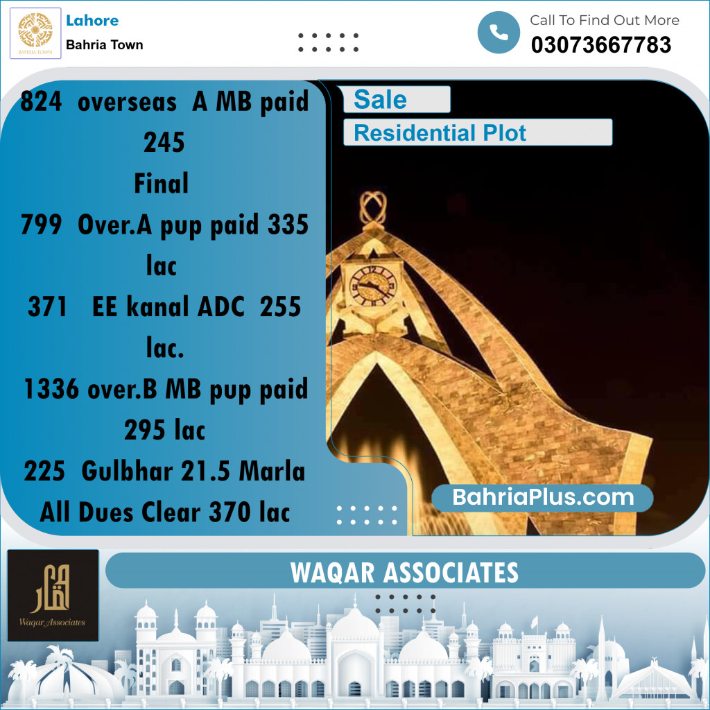 Residential Plot for Sale in Bahria Town, Lahore - (BP-198117)