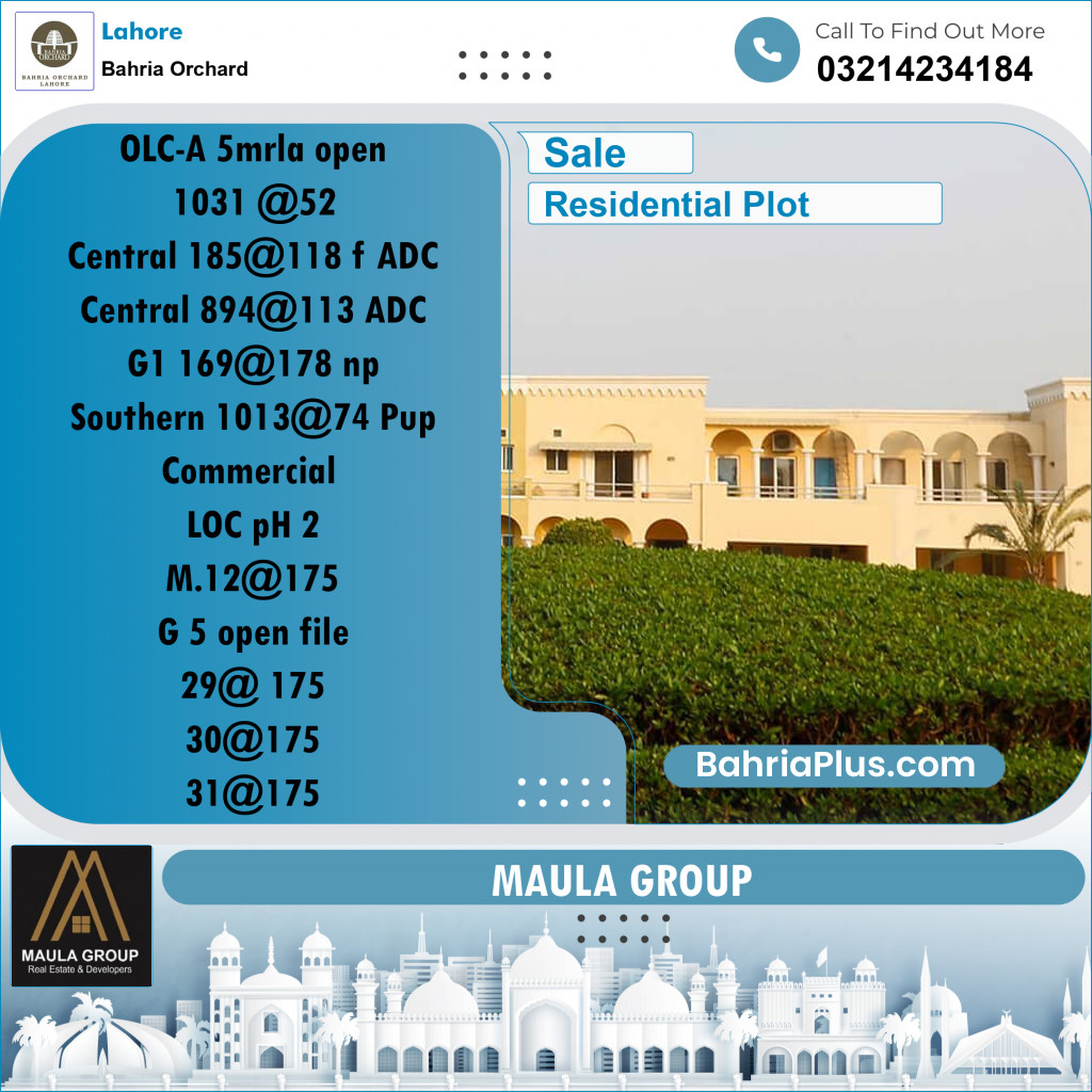 Residential Plot for Sale in Bahria Orchard, Lahore - (BP-198190)