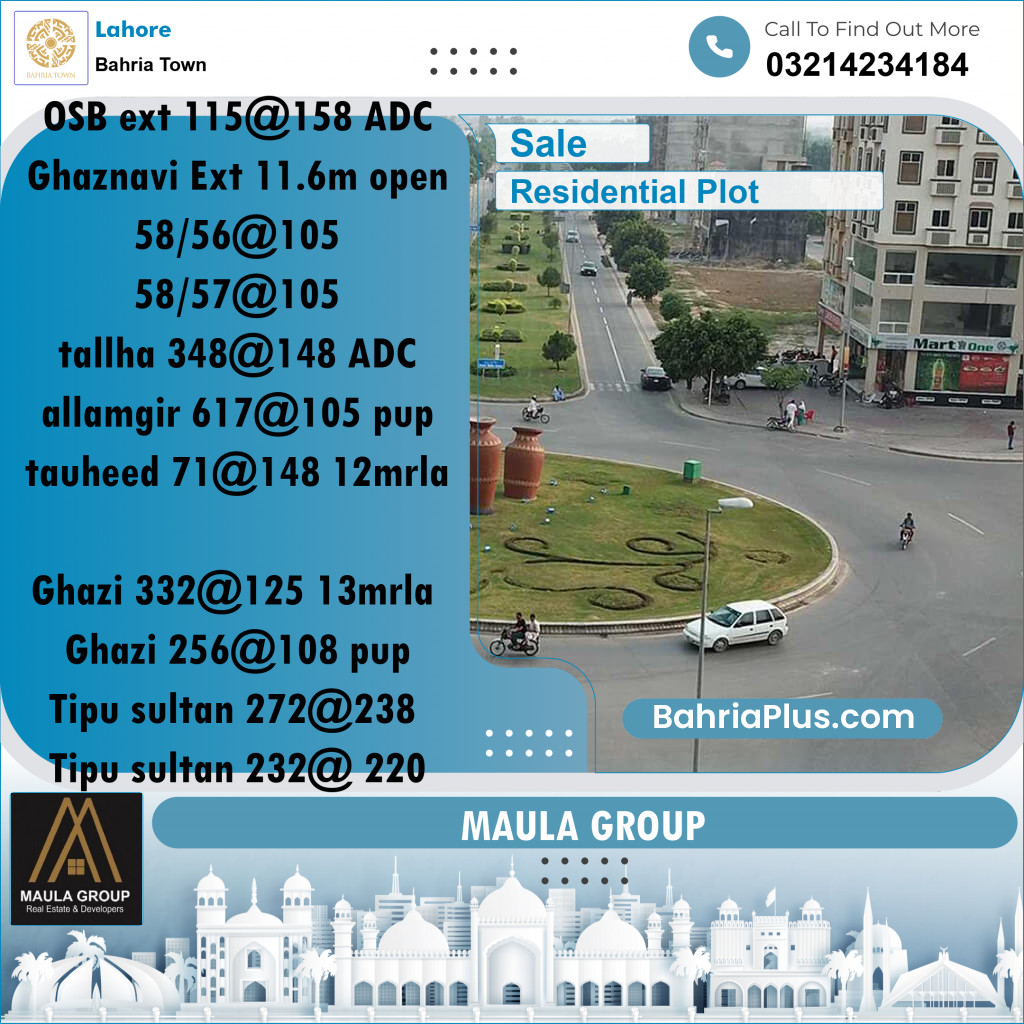Residential Plot for Sale in Bahria Town, Lahore - (BP-198191)