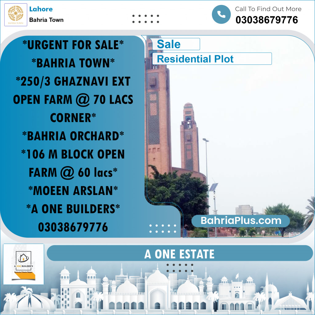 Residential Plot for Sale in Bahria Town, Lahore - (BP-198218)