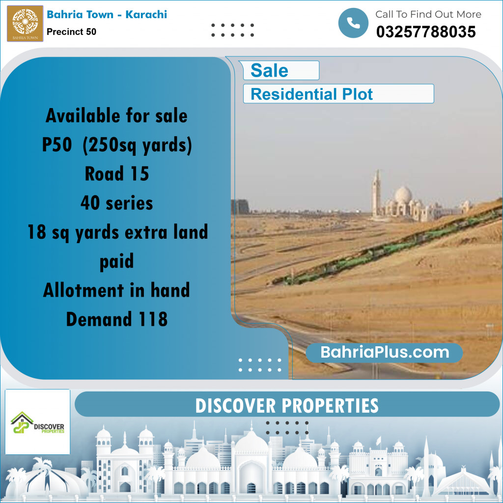 Residential Plot for Sale in Precinct 50 - Bahria Town, Karachi - (BP-198225)