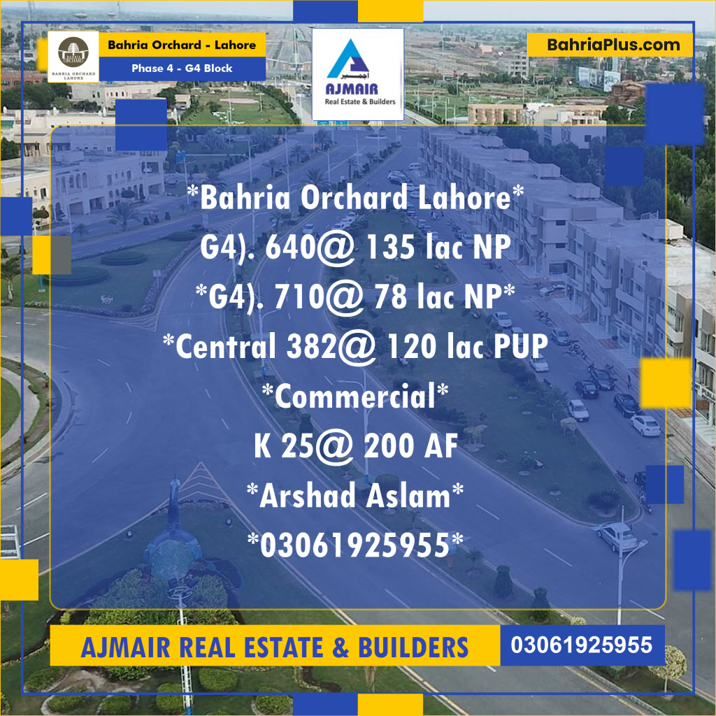 Residential Plot for Sale in Phase 4 - G4 Block -  Bahria Orchard, Lahore - (BP-198228)