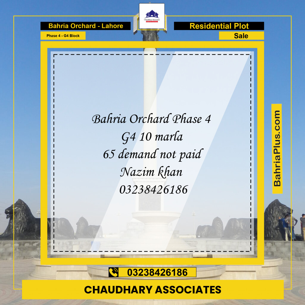 Residential Plot for Sale in Phase 4 - G4 Block - Bahria Orchard, Lahore - (BP-198229)
