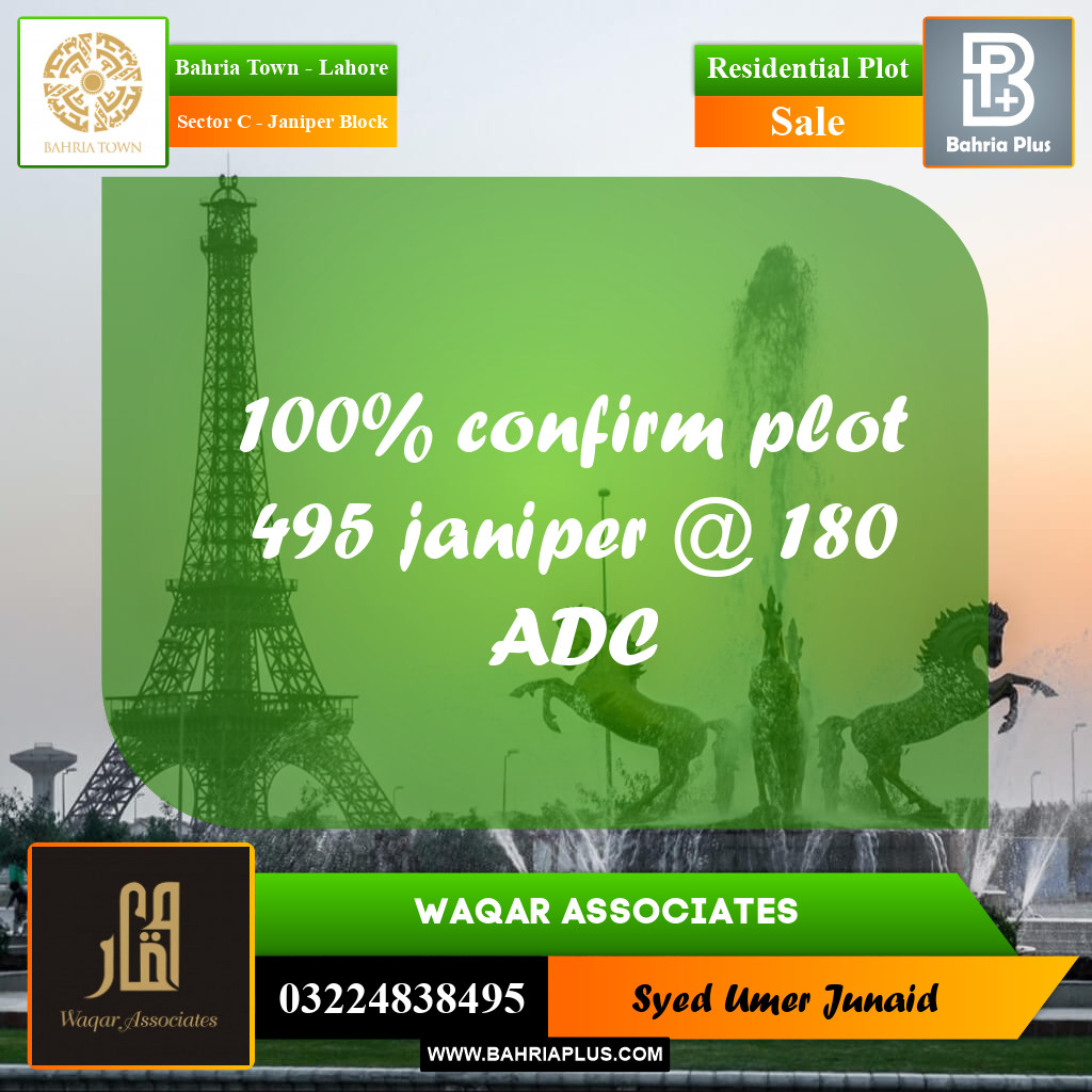 Residential Plot for Sale in Sector C - Janiper Block -  Bahria Town, Lahore - (BP-198236)