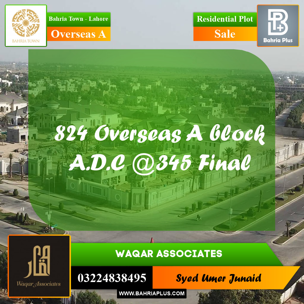 Residential Plot for Sale in Overseas A -  Bahria Town, Lahore - (BP-198241)