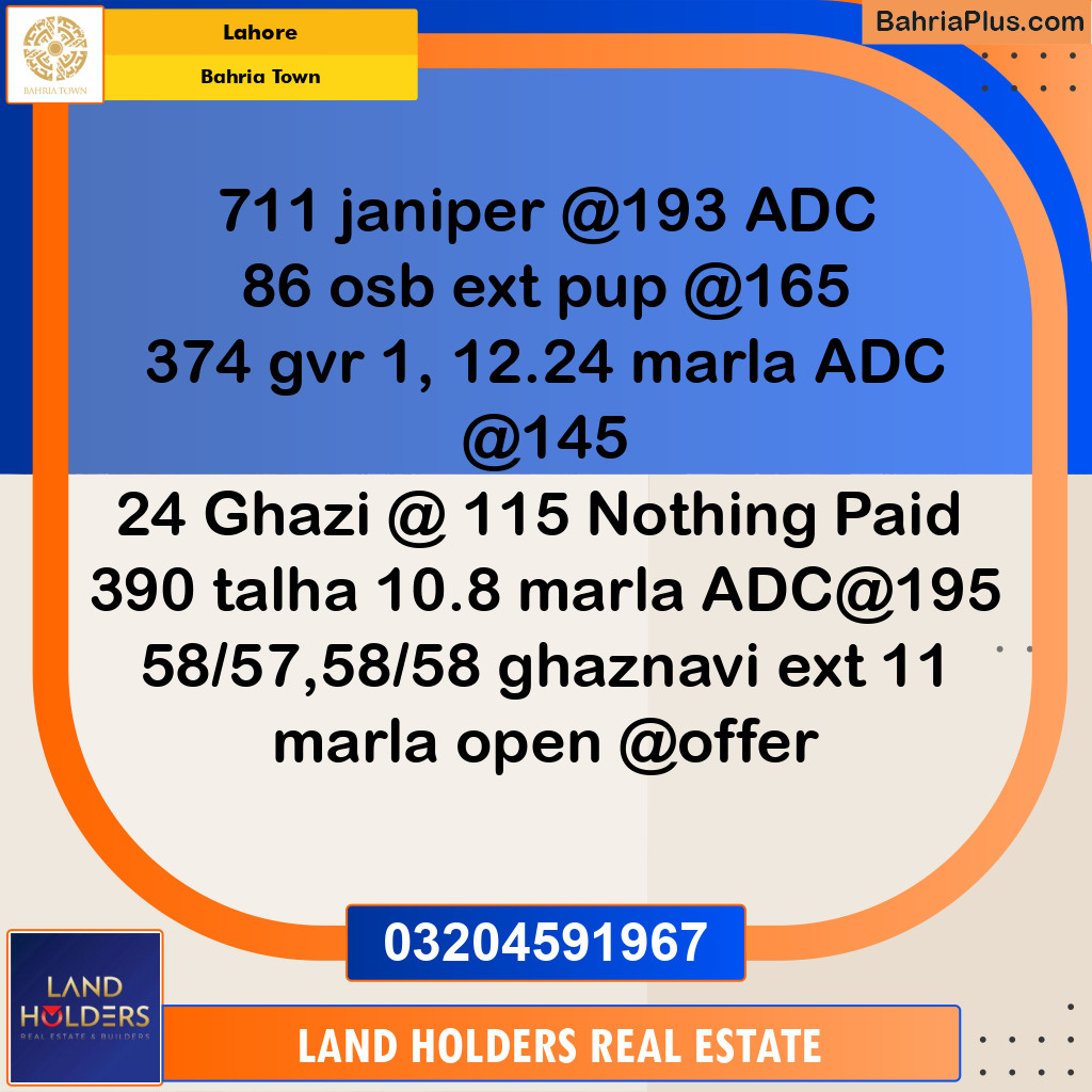Residential Plot for Sale in Bahria Town, Lahore - (BP-198249)
