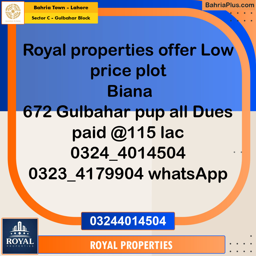 Residential Plot for Sale in Sector C - Gulbahar Block -  Bahria Town, Lahore - (BP-198260)
