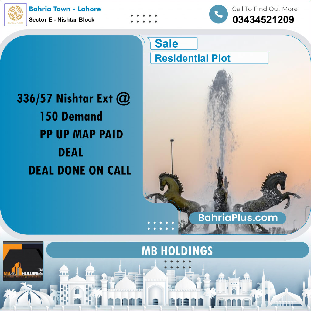 Residential Plot for Sale in Sector E - Nishtar Block -  Bahria Town, Lahore - (BP-198269)