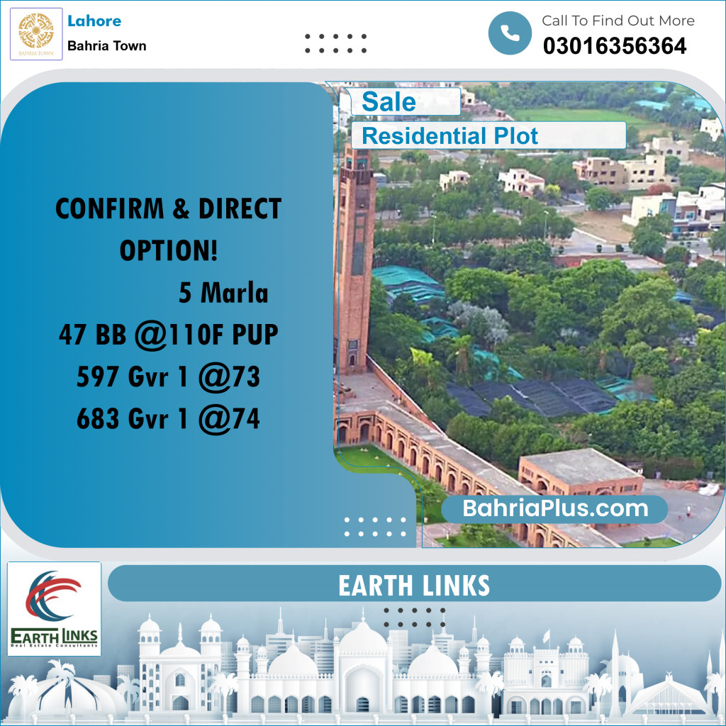 Residential Plot for Sale in Bahria Town, Lahore - (BP-198279)