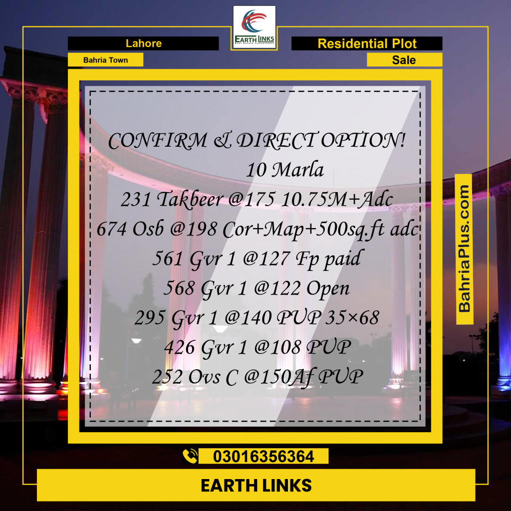 Residential Plot for Sale in Bahria Town, Lahore - (BP-198281)