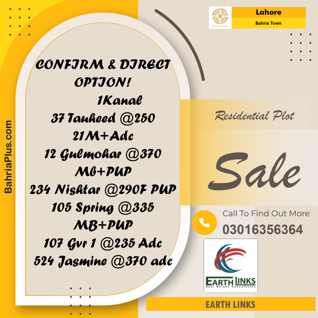 Residential Plot for Sale in Bahria Town, Lahore - (BP-198282)