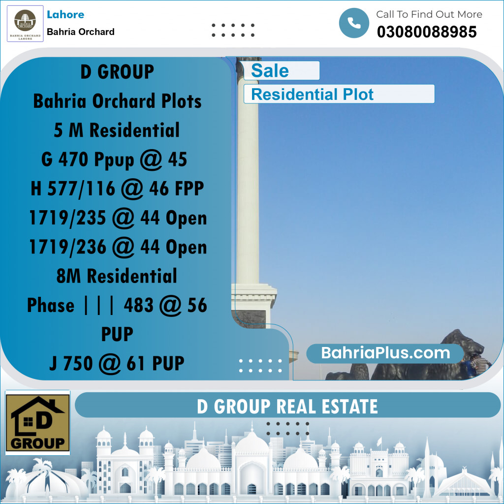 Residential Plot for Sale in Bahria Orchard, Lahore - (BP-198294)