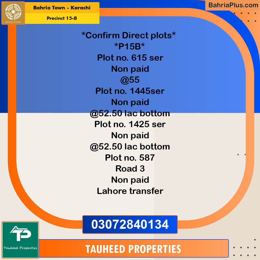 125 Sq. Yards Residential Plot for Sale in Precinct 15-B -  Bahria Town, Karachi - (BP-198299)