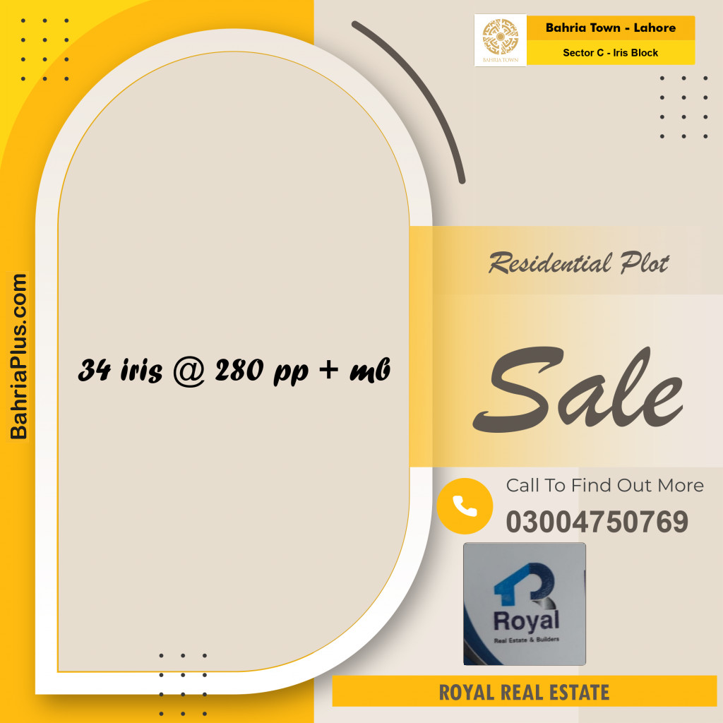 Residential Plot for Sale in Sector C - Iris Block -  Bahria Town, Lahore - (BP-198301)