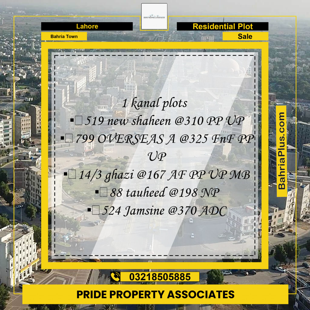 Residential Plot for Sale in Bahria Town, Lahore - (BP-198329)