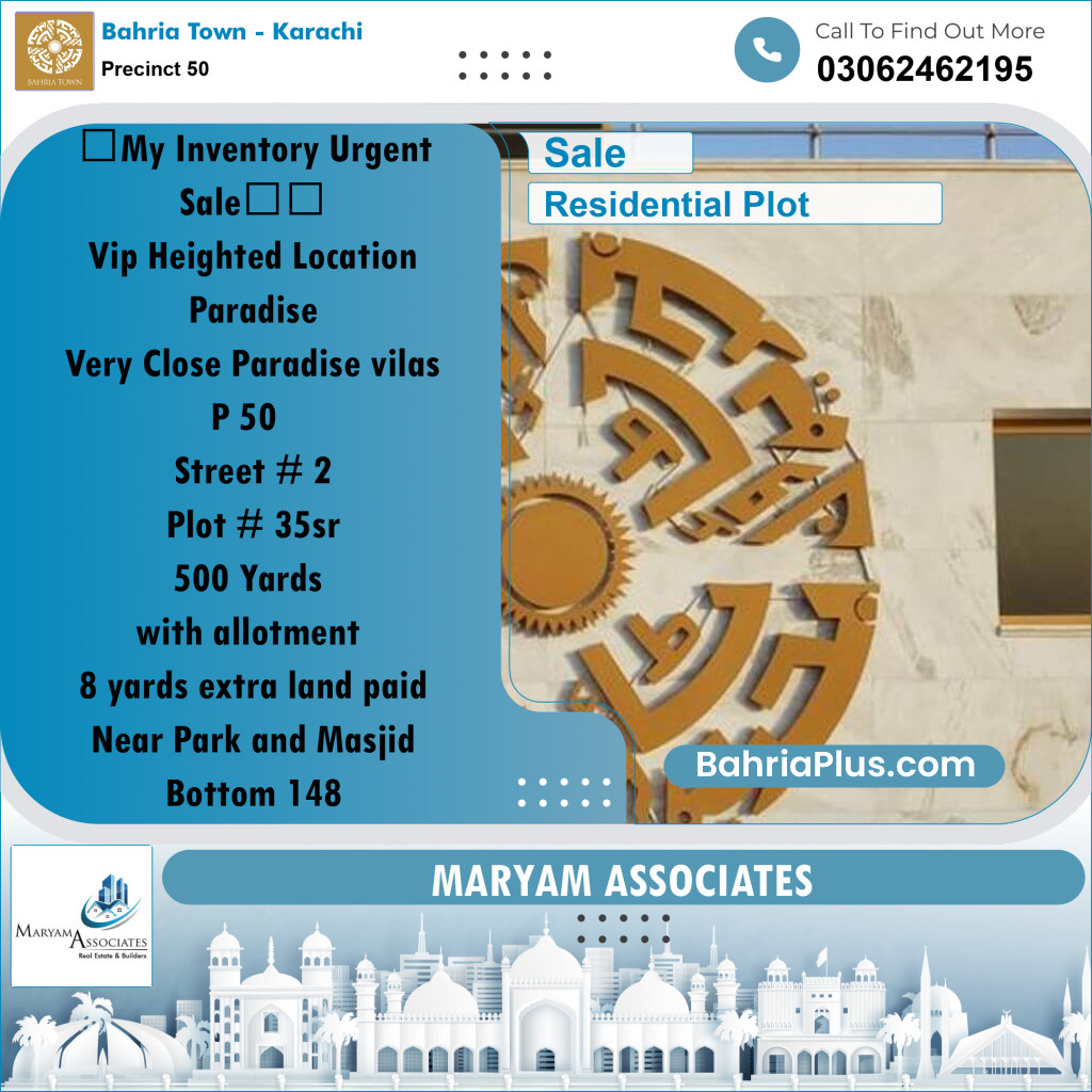 Residential Plot for Sale in Precinct 50 -  Bahria Town, Karachi - (BP-198330)