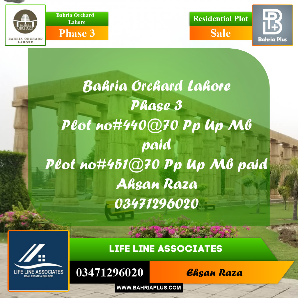 Residential Plot for Sale in Phase 3 -  Bahria Orchard, Lahore - (BP-198341)