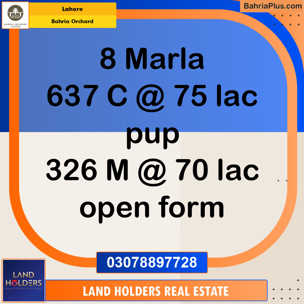 Residential Plot for Sale in Bahria Orchard, Lahore - (BP-198357)