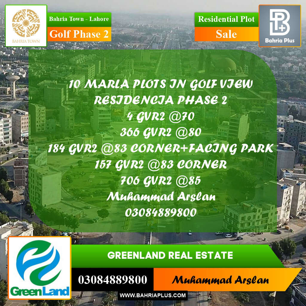 Residential Plot for Sale in Golf Phase 2 -  Bahria Town, Lahore - (BP-198359)