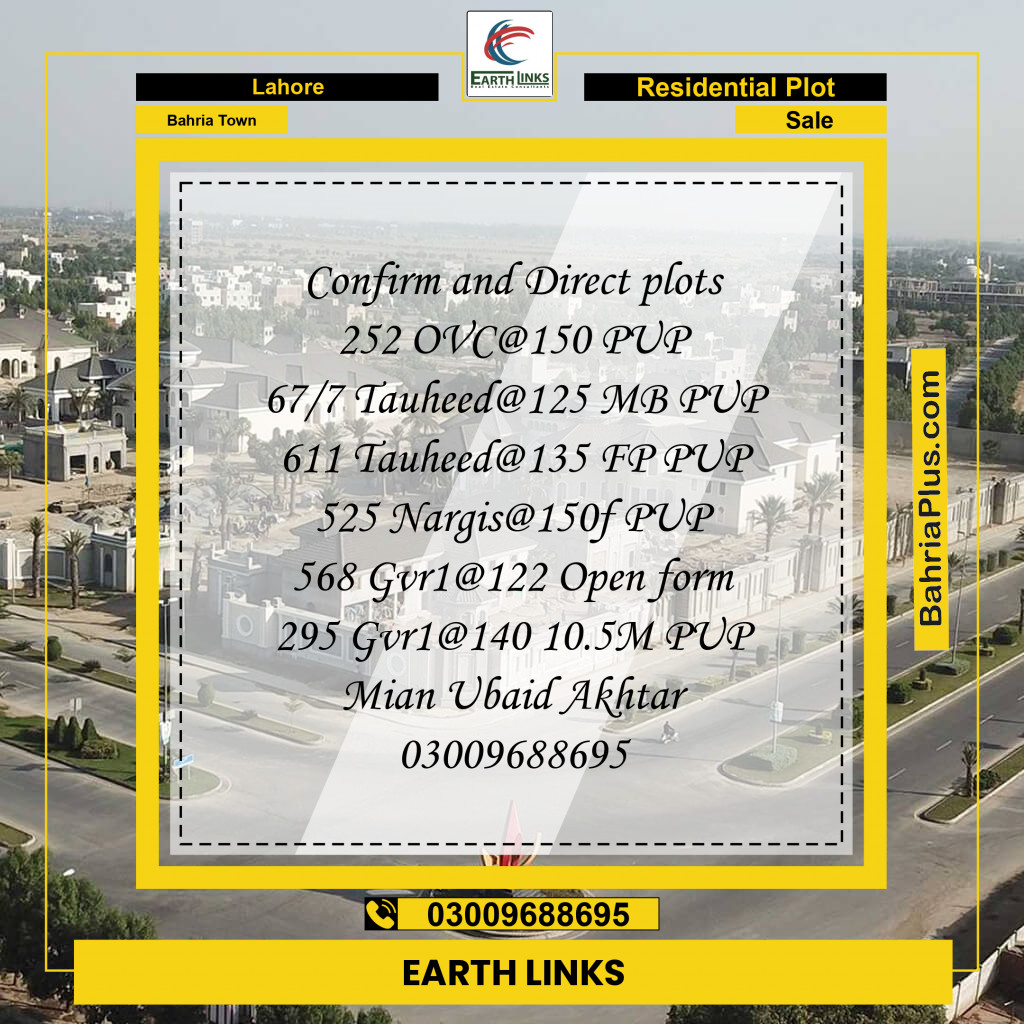 Residential Plot for Sale in Bahria Town, Lahore - (BP-198451)