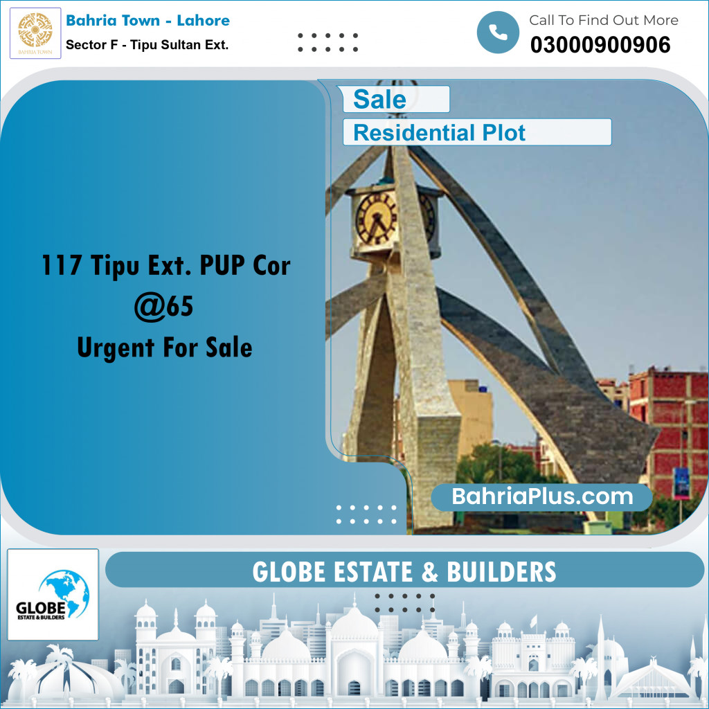 Residential Plot for Sale in Sector F - Tipu Sultan Ext. -  Bahria Town, Lahore - (BP-198459)