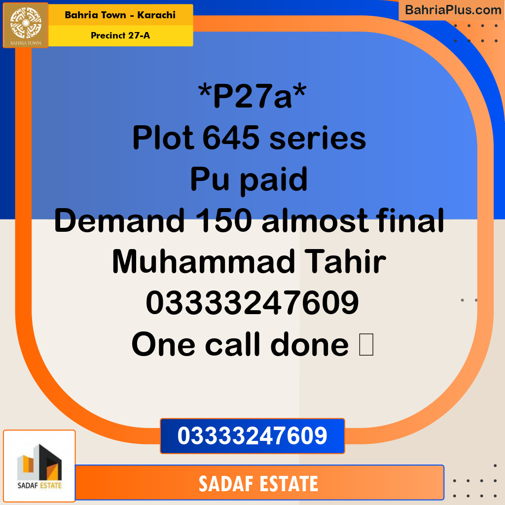 500 Sq. Yards Residential Plot for Sale in Precinct 27-A -  Bahria Town, Karachi - (BP-198482)