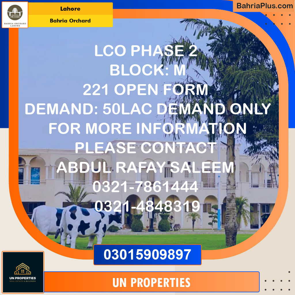 Residential Plot for Sale in Bahria Orchard, Lahore - (BP-198516)