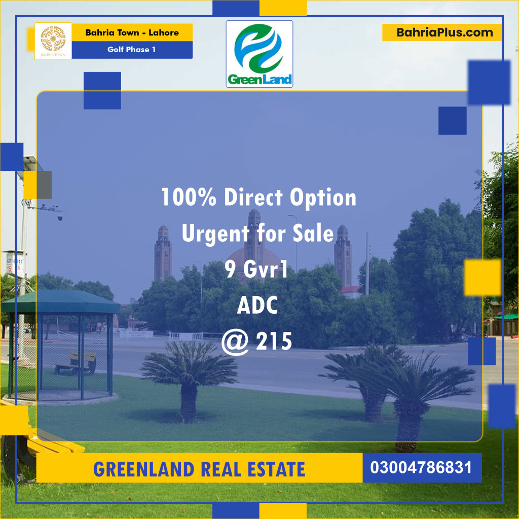 Residential Plot for Sale in Golf Phase 1 -  Bahria Town, Lahore - (BP-198545)