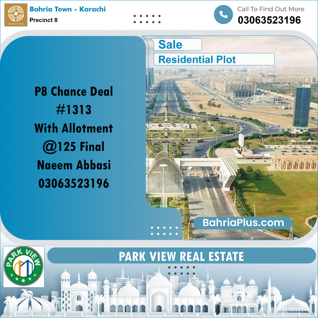 250 Sq. Yards Residential Plot for Sale in Precinct 8 -  Bahria Town, Karachi - (BP-198597)