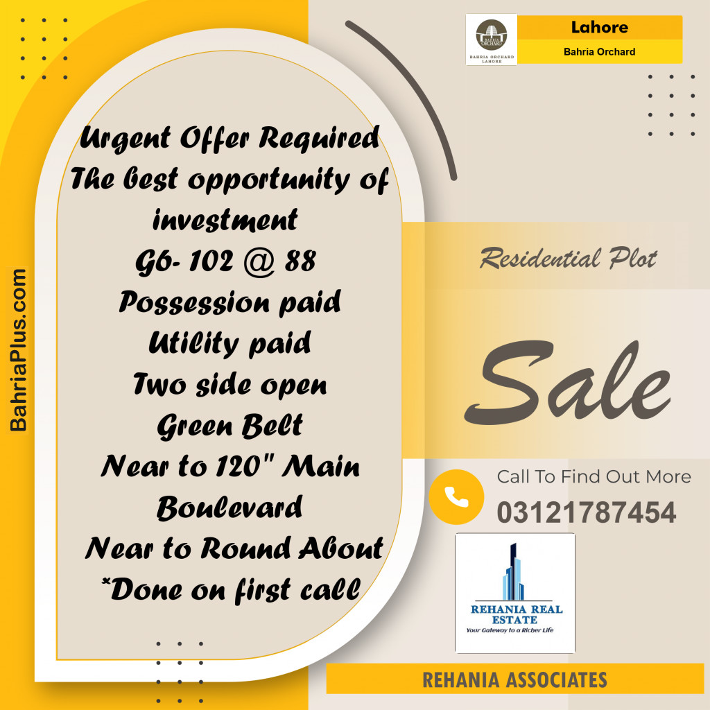 Residential Plot for Sale in Bahria Orchard, Lahore - (BP-198602)
