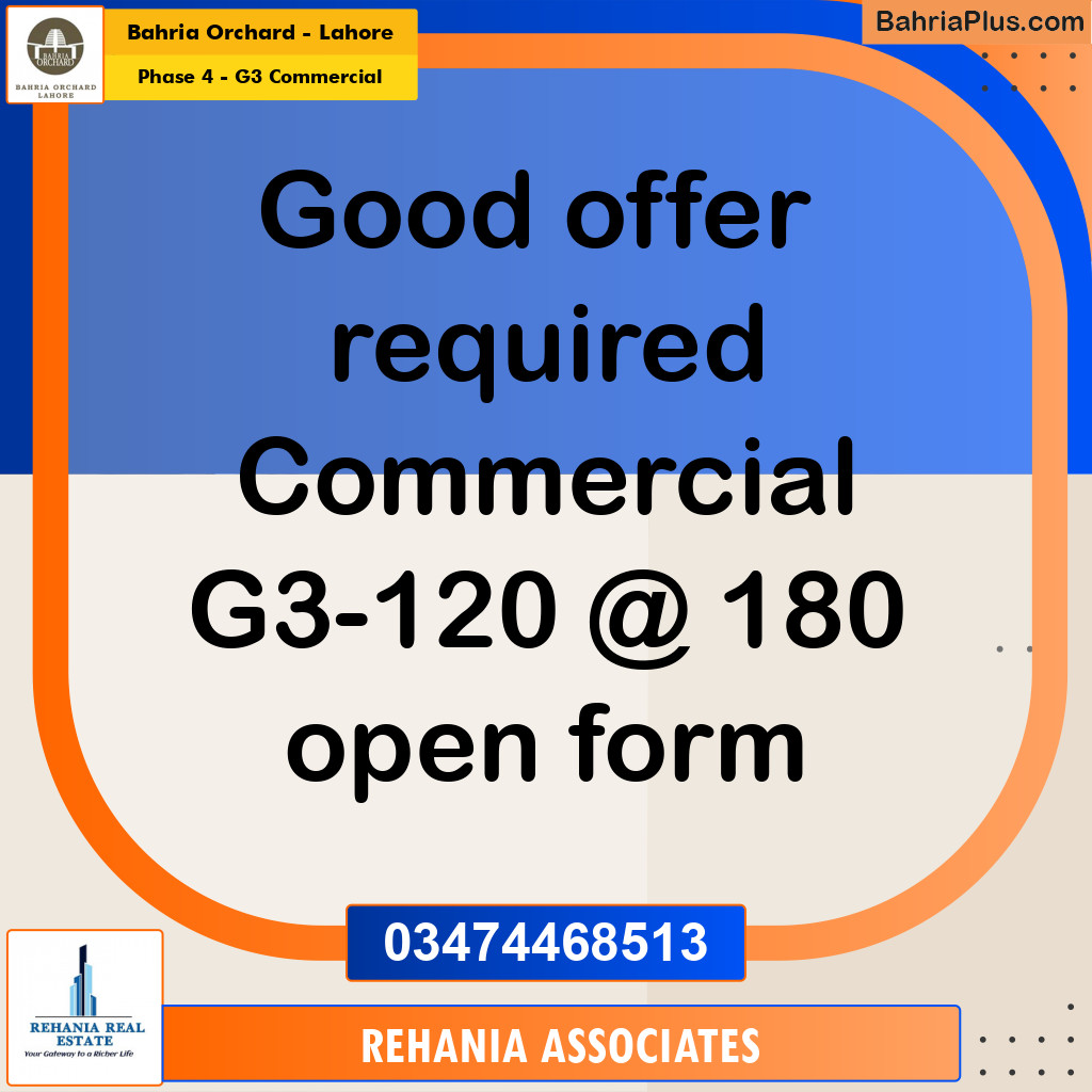 Commercial Plot for Sale in Phase 4 - G3 Commercial -  Bahria Orchard, Lahore - (BP-198628)