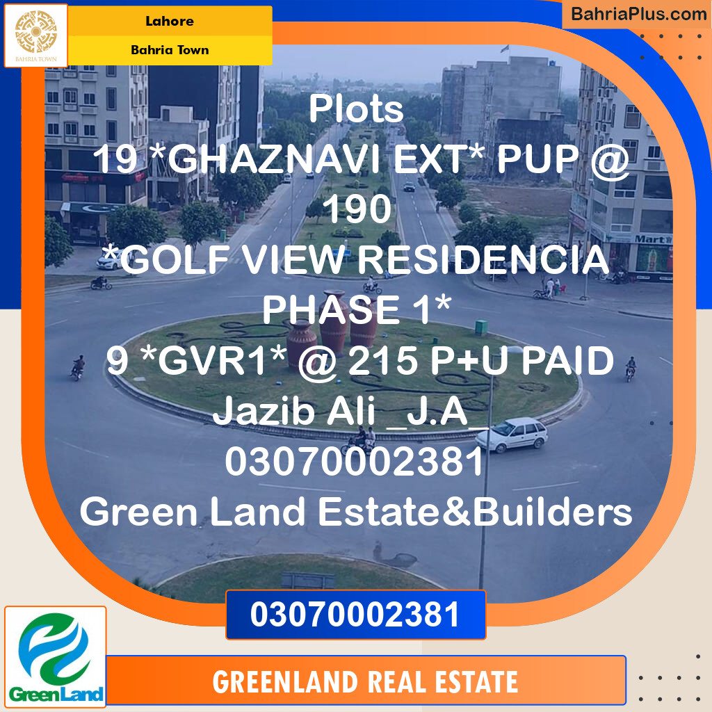 Residential Plot for Sale in Bahria Town, Lahore - (BP-198641)