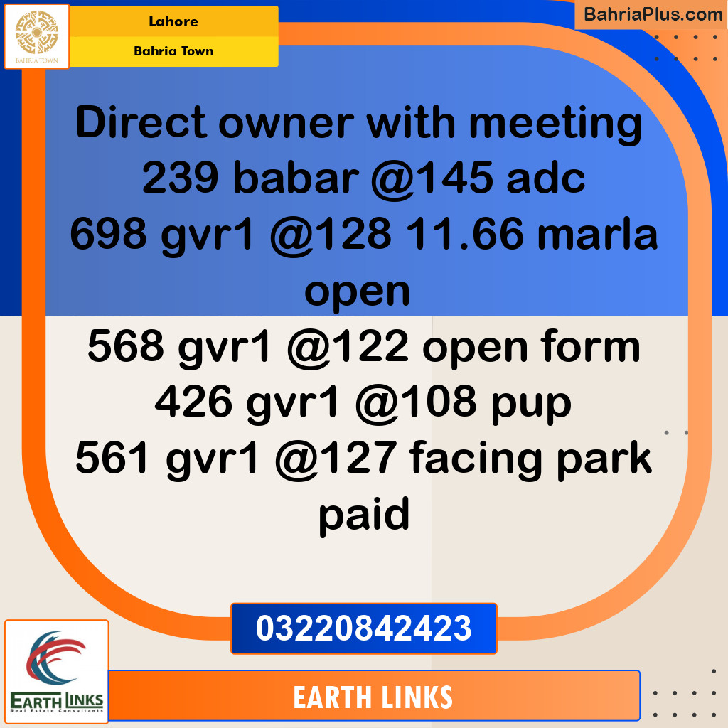 Residential Plot for Sale in Bahria Town, Lahore - (BP-198649)
