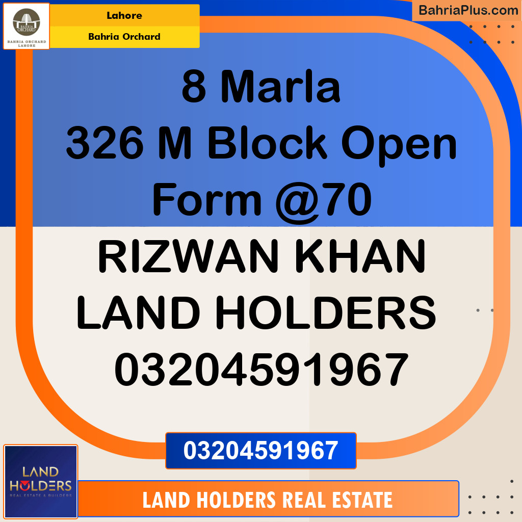 Residential Plot for Sale in Bahria Orchard, Lahore - (BP-198652)