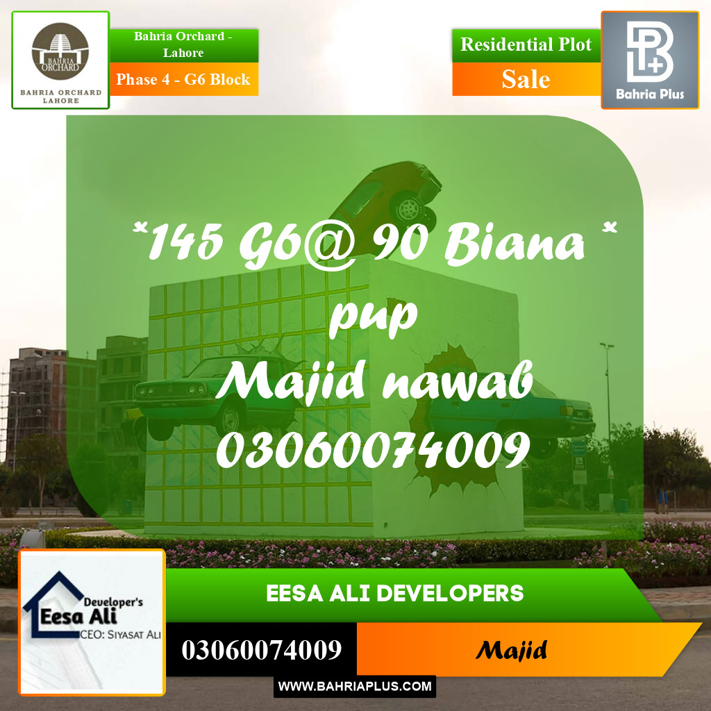 Residential Plot for Sale in Phase 4 - G6 Block -  Bahria Orchard, Lahore - (BP-198656)