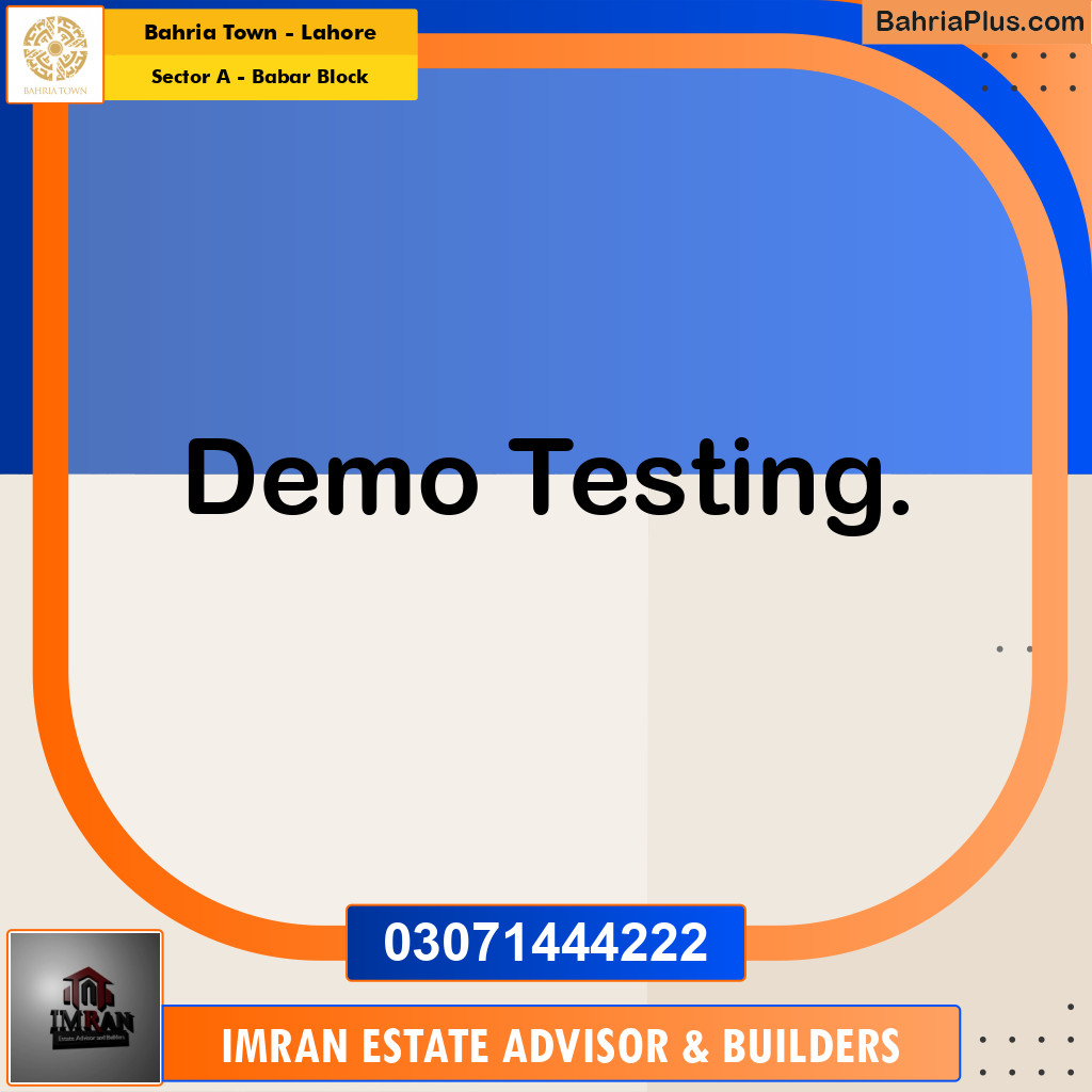 24 Sq. Ft. Residential Plot for Sale in Sector A - Babar Block -  Bahria Town, Lahore - (BP-198667)